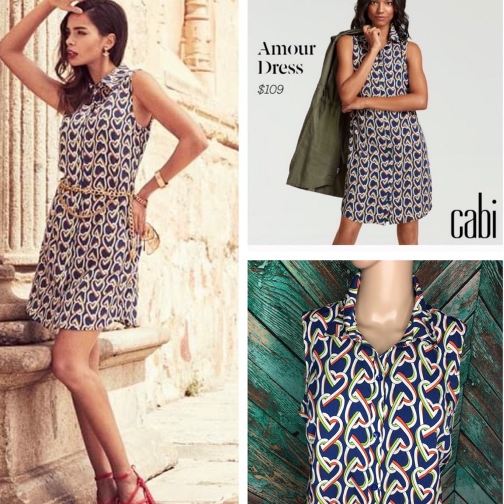 CAbi Amour Heart Print Shirt Button Down Sleeveless Dress - Picture 15 of 15